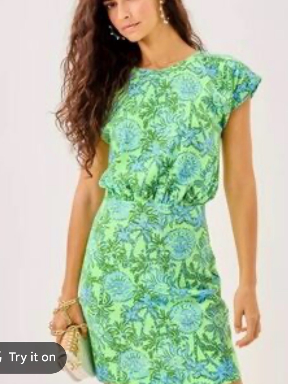 Lilly Pulitzer Light Green and Blue Tropical Short Dress